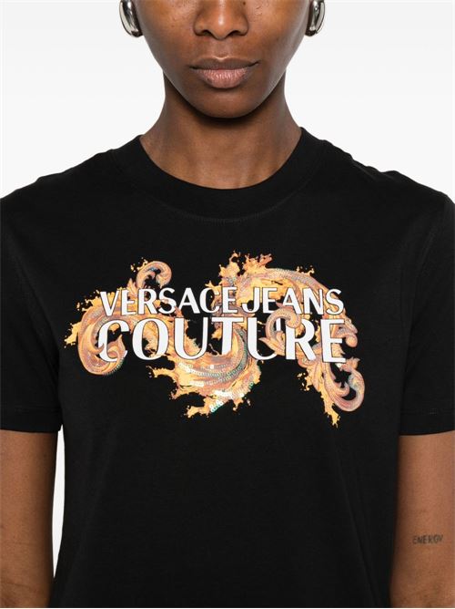 T-shirt donna maniche corte con stampa Versace jeans Couture | 80HAHE02CJ00EG89